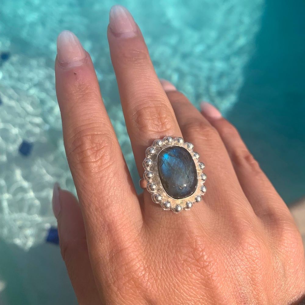 Labradorite ring adjustable handmade ring